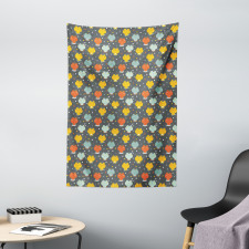 Cartoon Colorful Frogs Tapestry