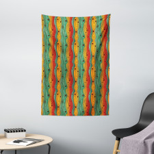 Wavy Vertical Lines Retro Tapestry