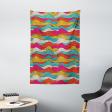 Retro Colorful Wave Design Tapestry