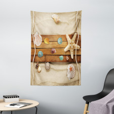 Rustic Board Seashells Tapestry