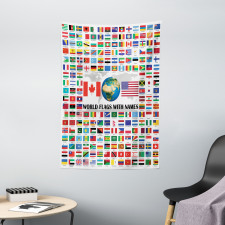 World Flags with Names Tapestry