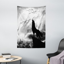 Howling Under Full Moon Tapestry