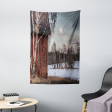 House Trees Winter Season Tapestry