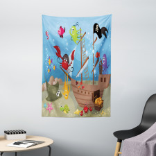 Ship Underwater Animals Tapestry