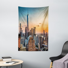 Sunset Manhattan Skyline Tapestry