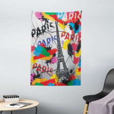 Contemporary Eiffel Tower Art Tapestry