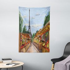 Colorful Sketch Street Eiffel Tapestry