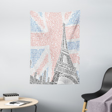 Eiffel Tower on Union Jack Tapestry