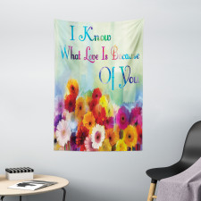 Romantic Words with Flowers Tapestry