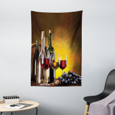 Grapes Bottles and Glasses Tapestry