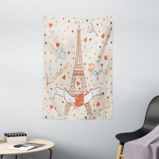 Eiffel Love Birds Tapestry