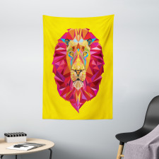 Geometric Lion Face Tapestry