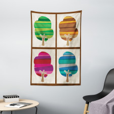 Striped Fall Silhouettes Tapestry