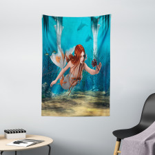 Magic Aqua Sea Lily Tapestry