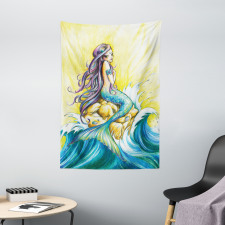 Fantasy Woman on Rock Tapestry