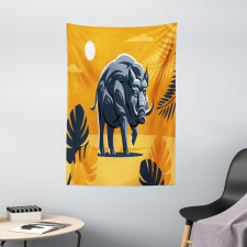 Hog Boar Tropical Leaves Tapestry