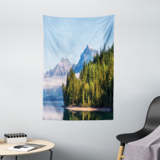 Forest with Misty Mountains Tapestry