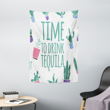 Time to Drink Words Cactus Tapestry