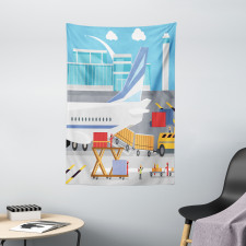 Loading Cargo Plane Cartoon Tapestry