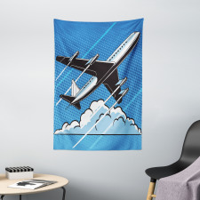 Pop Art Take Off Plane Dots Tapestry