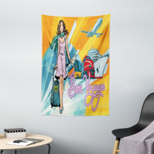 Retro Passenger Woman Art Tapestry