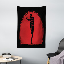 Man Silhouette Pose Round Tapestry