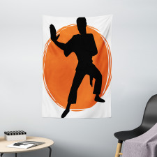 Karate Pose Man in Uniforms Tapestry