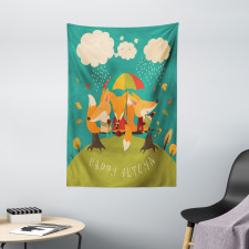 Foxes Umbrella Tapestry