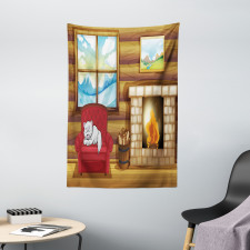 Sleepy Cat Rustic House Tapestry