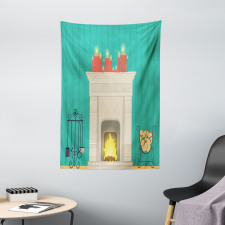 Classic Log Fire Candles Tapestry