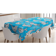 Dotted Whale Sea Ocean Tablecloth