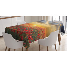 Scenic Field Sunset Sky Tablecloth
