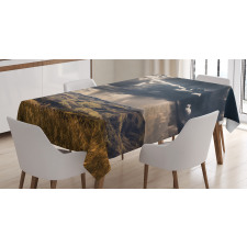Fluffy Clouds Mountains Tablecloth