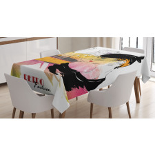 Retro Lady Sketch Art Tablecloth