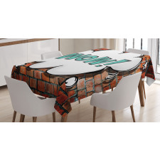 Words Cracked Brick Wall Tablecloth
