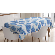 Watercolor Blue Patterns Tablecloth
