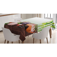 Bamboos Flowers Stones Tablecloth