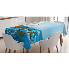 Ship in Waves and Kraken Tablecloth