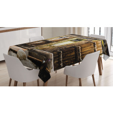 Wooden Planks and Rocks Tablecloth