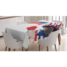 Patriotic Pug Dog Tablecloth