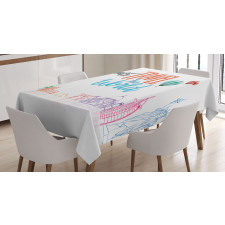 Travel World Lettering Tablecloth