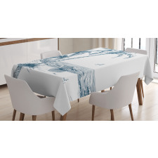 Palm Tree Boat Sketch Tablecloth