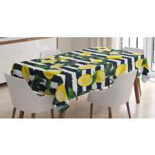 Fresh Lemons Striped Tablecloth