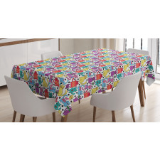 Colorful Romantic Mascots Tablecloth