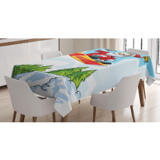 Jump on Snowboard Pines Tablecloth