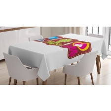 Retro Hearts and Doves Tablecloth