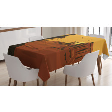Sunset Scene and Cowboy Tablecloth