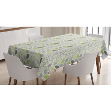 Stripes Sketched Leaves Tablecloth