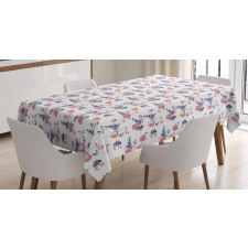 Monstera Leaves and Animals Tablecloth