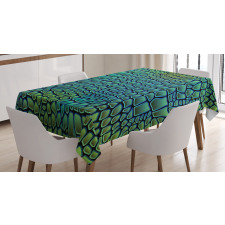 Soyut Masa Örtüsü Yeşil Mozaik Desenli